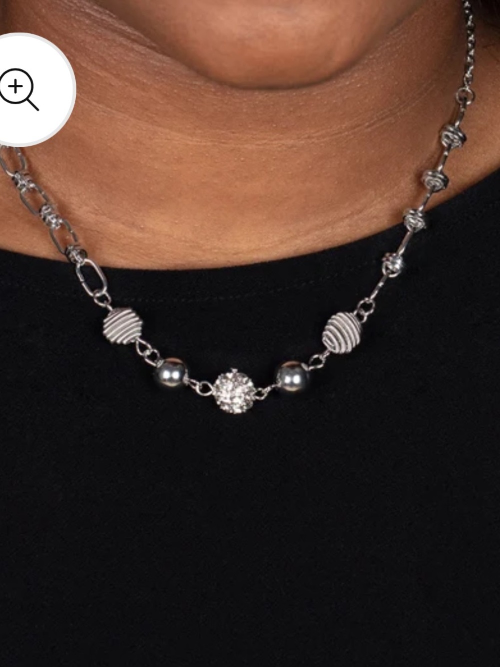 Paparazzi Taunting Twinkle Silver Statement Necklace Earrings Set Rhinestone